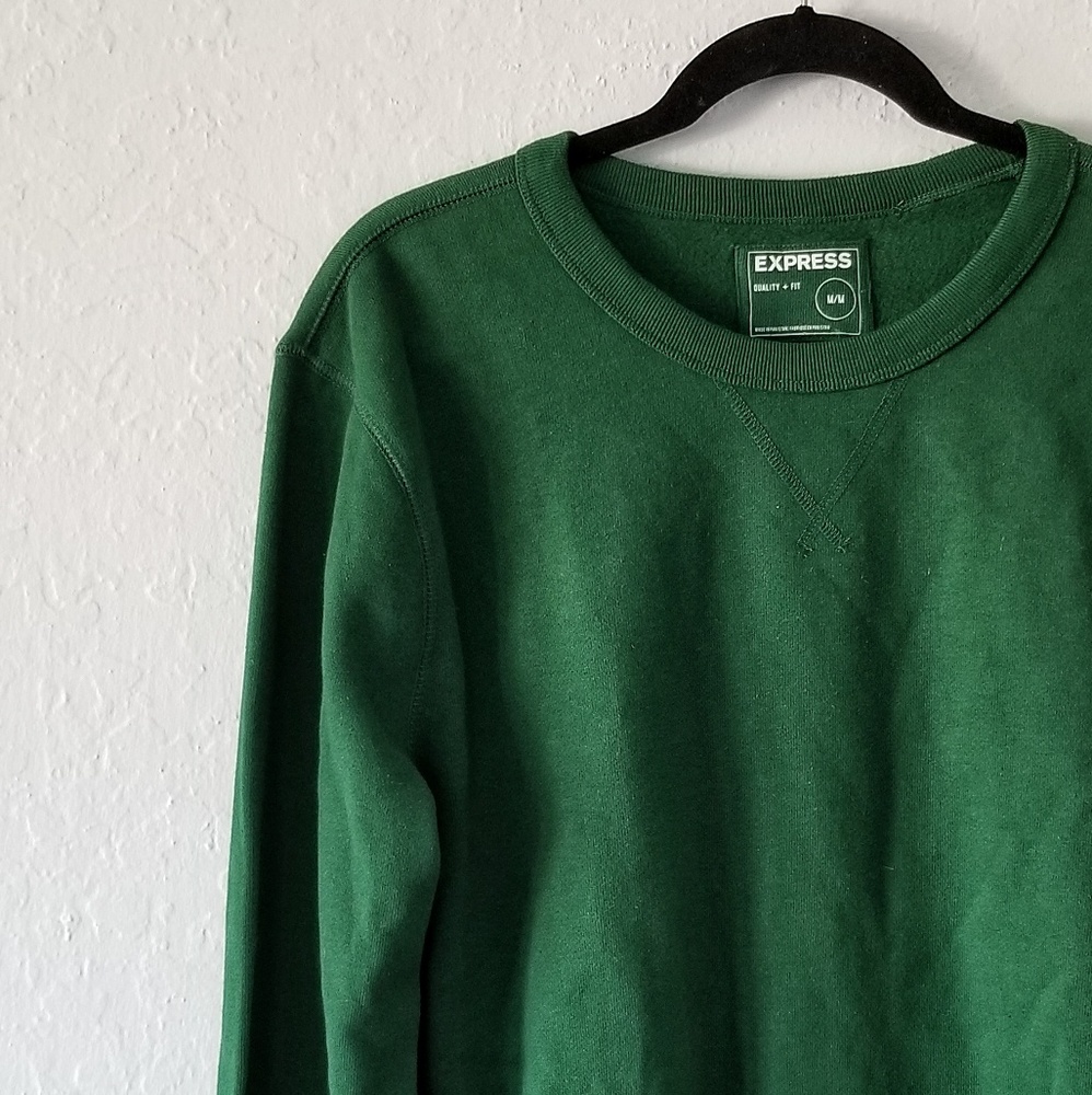 Express Green Fleece Sweatshirt Medium EUC